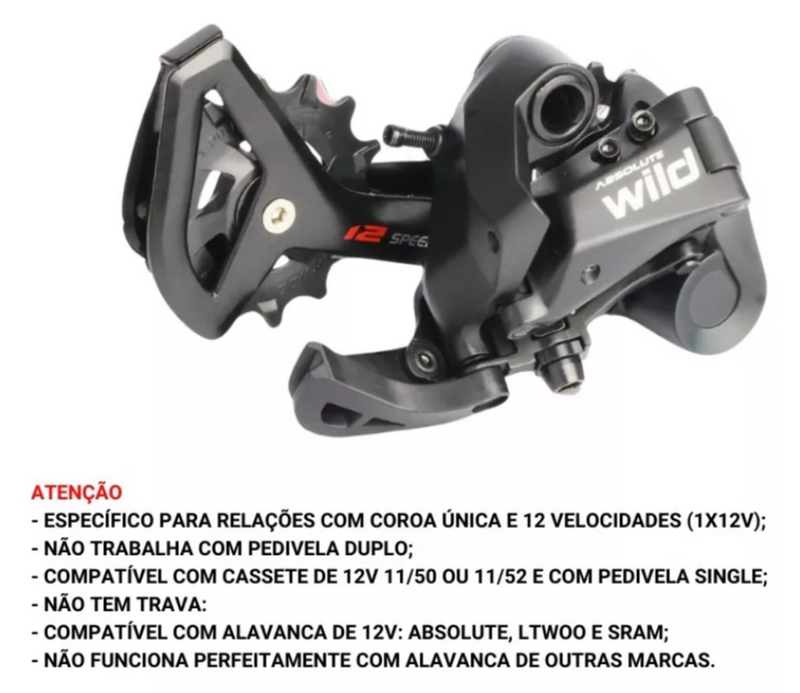 Cambio Traseiro 12v Absolute Wild 2 1x12v P/ K7 11/50 11/52